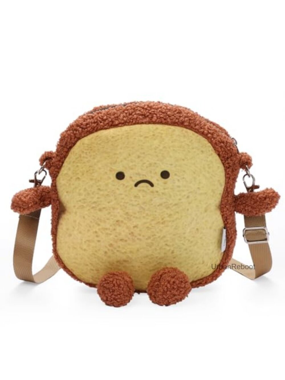 Plush Toast Crossbody Bag Cute Mini Purse Adjustable Strap